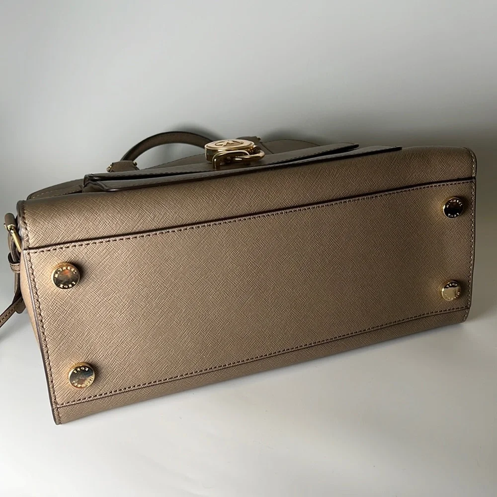 Michael Kors Hamilton Taupe Saffiano Leather Satchel - Picture 6 of 10